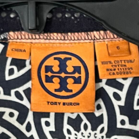 Tory Burch Boho Floral Lace Trim Top Long Sleeve Blouse Size 6 - Picture 5 of 10